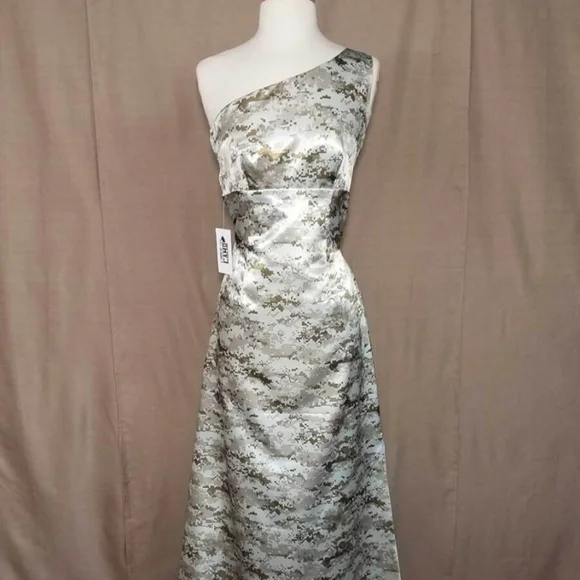 chinese dress ladies Mossy Oak Camo Strapless Hi-lo Orange Camouflage Bridesmaid Dress Cors main image 1